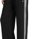 Baleaf Womens Track Pants Athletic Running Pants Sweatpants Straight Leg Zipper Pockets Sports Jogging Striped Loose Fit Black/ White L