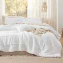 Bedsure White Oversized Queen Comforter Set - 4 Pieces Pinch Pleat Bed Set, Down Alternative Bedding Sets for All Season, 1 Comforter, 2 Pillowcases, 1 Decorative Pillow