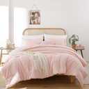 ROSGONIA Comforter Full Size for Girls Boys Teens Blush, 3pcs(1 Boho Pink Comforter & 2 Pillowcases) Lightweight Dorm Bedding Soft All Season Bed Set (Full Comforter 79"x90")