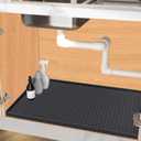 Under Sink Mat 28 x 22 for Kitchen Waterproof, Silicone Under Kitchen Bathroom Protector Sink Liner Mat, Easy to Clean Cabinet Mat Organizers and Storage, Black