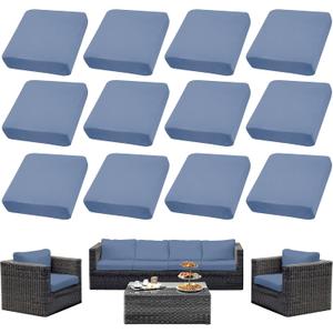 Outdoor Cushion Covers Set,12PCS Patio Furniture Couch Seat Slipcovers, Replacement for Sofa Sectional Chair(CoverOnly)