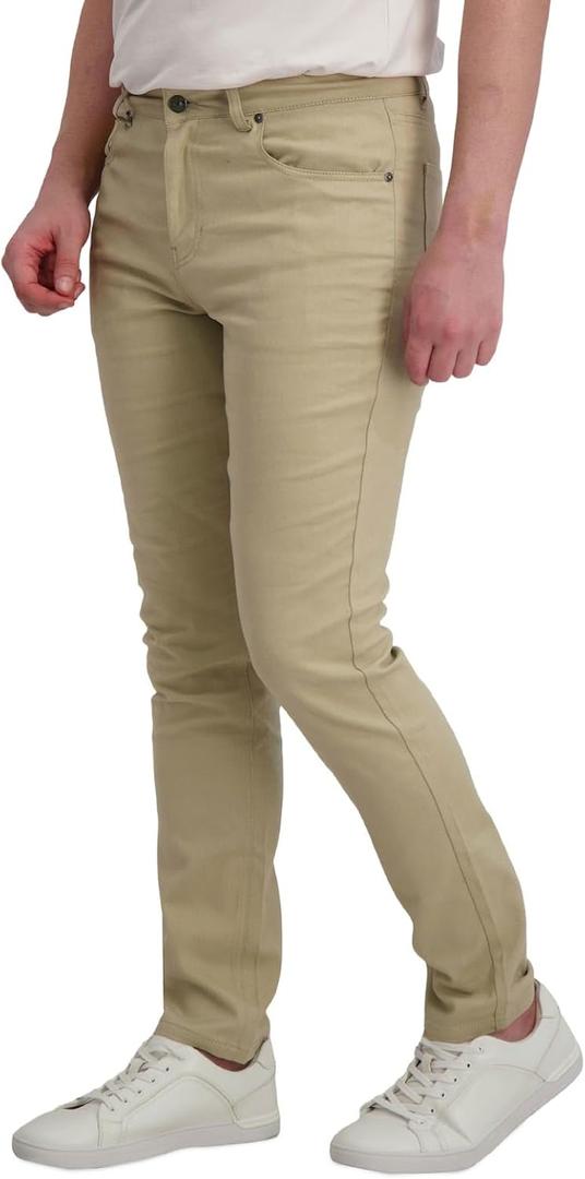 DKNY Men's Travel Pants - Stretch Performance, Skinny Fit Chinos with Zipper Pockets | Business Casual Pants for Men (30W x 32L, Khaki)