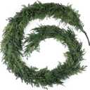 Jutom 1 Pcs 9 ft Christmas Cedar Garland Greenery Realistic Cedar Pine Needles Garland Artificial Decoration for Table, Mantel, Wall, Home Winter Holiday Party Decor