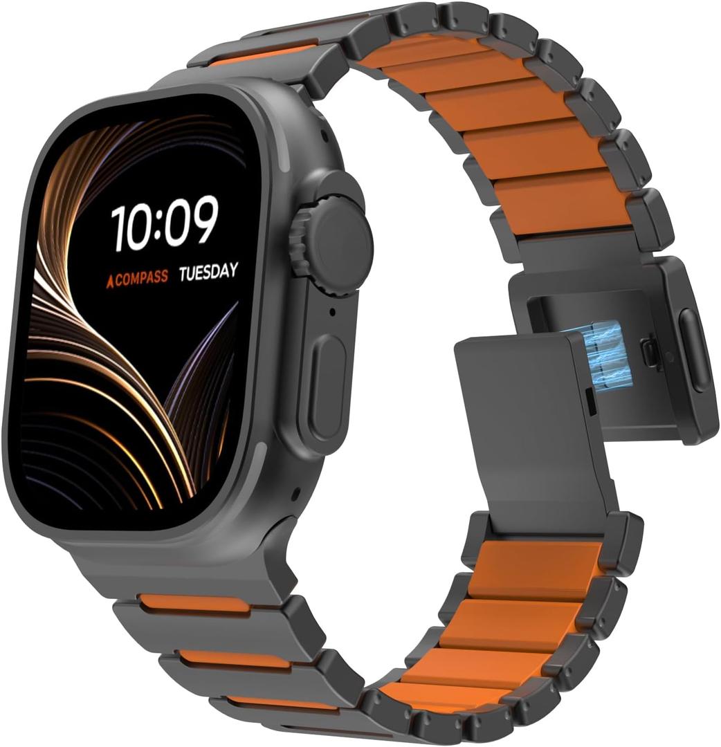 MoKo Titanium Watch Band Compatible with Apple Watch 42/44/45/46/49mm | Compatible with Apple Watch Ultra 3 2 1,S11/10/9/8/7/6/5/4/3/2/1 SE3/SE2/SE, Magnetic Metal Band for Men Women