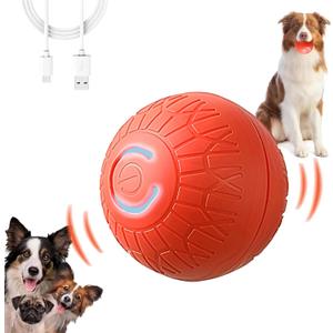 Smart Jumping Vibrating Interactive Dog Ball Self Moving Bouncing Ball Toy with Automatic Motion, Durable Chew Resistant Design for Small/Medium/Large Sized Dogs (Orange/L)