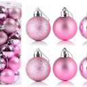YYCRAFT 24ct Christmas Ball Ornaments 3CM for Xmas Tree Christmas Decorations Shatterproof Hooks Included (Pink, XS)