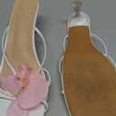 MakeMeChic Women's Open Toe Floral Kitten Heels Flower Summer Beach Sandals (10, White)