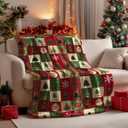 Horaldaily Christmas Flannel Blanket Throw, Red Green Checkered Tree Snow Ornaments Soft Fuzzy Plush Cozy Fleece Blankets for Couch Sofa Bed Lounging, Ideal Gifts for Kids Adults Wife Self, 50x60
