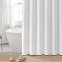 White Waffle Shower Curtain, Waffle Weave Striped Shower Curtain Hotel Luxury White Fabric Shower Curtains for Bathroom