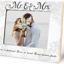 Mr and Mrs Picture Frame, Wedding Engagement Gifts for Couples Newlyweds Bride Groom, Just Engaged Married Gifts, Wedding Picture Photo Frame 5x7 (love)