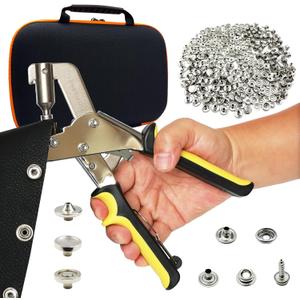 Gromerior Premium Snap Fastener Tool with Case & 100 Sets 15mm Stainless Steel Snaps, Heavy-Duty Snap Button Kit for Fabric/DIY Sewing/Leather/Boat Cover/Canvas/Tarps/Repairs