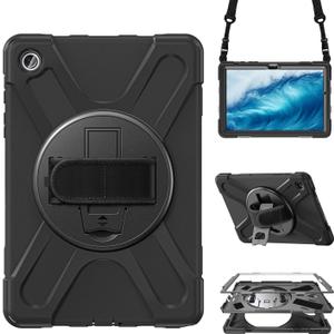 Case for Samsung Galaxy Tab A9 Plus/A9+ 11'' 2023 (SM-X210/X216/X218),Portable Heavy Duty Dropproof Protective Cover Case with 360 Rotating Stand,Handle & Shoulder Strap,Stylus Pen (New Black)