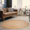 The Beer Valley Hand Woven Jute Braided Rug, 6ft Round – Natural, Reversible Boho Entry Area Rugs for Kitchen, Living Room I Farmhouse Decorative Floor Rug, 6 Feet Round