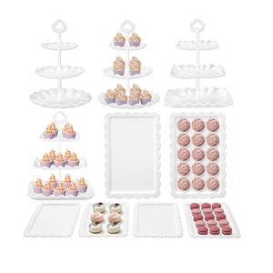 Kootek Dessert Cupcake Stand, 10pcs Dessert Table Display Set, 3 Tiered Cup Cake Holder Tower Stand Riser& Cookie Serving Trays for Wedding, Tea Party, Birthday, Baby Shower