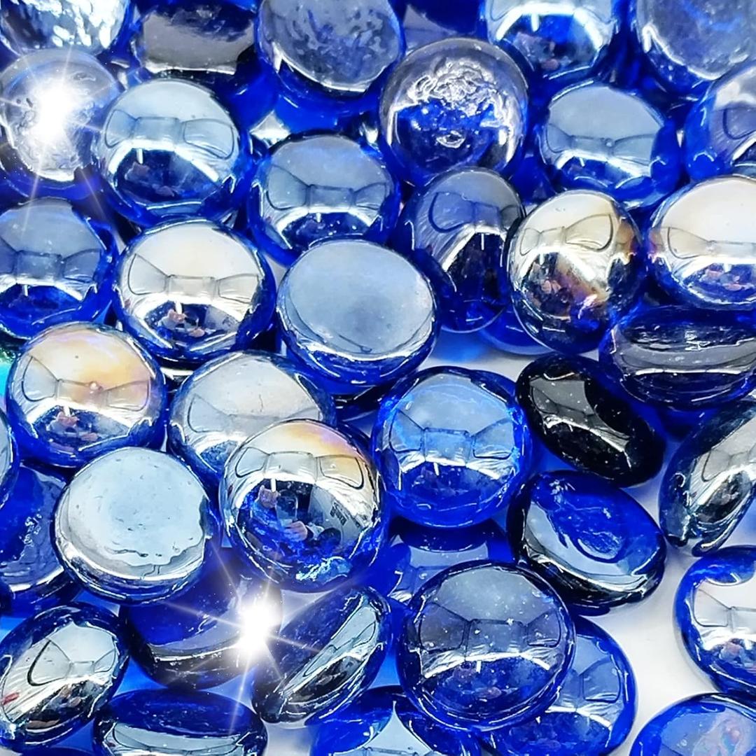19 Pound Fire Glass Beads for Fire Pit 1/2 inch Tempered Glass Rocks Cobalt Blue