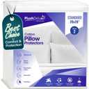 Premium Waterproof Pillow Protectors - Standard Size 20''x28'' Set of 2 - Zippered Pillow Cover Made with Soft Terry Cotton Fabric - Hypoallergenic and Dust Proof