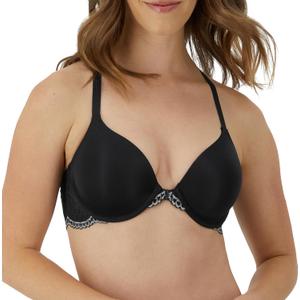 Maidenform Womens Racerback Bra with Shaping & Support, One Fab Fit Underwire Bras for Women, Lightly Lined, Front Closure (36C, Black/Eiffel Grey)