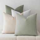 A Moment Waterproof Throw Pillow Covers Set of 4,18x18 Inch Outdoor Stain Resistant Pet Friendly Pillowcases Cushion Covers for Patio Sofa and Living Room,Green