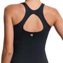 RUNNING GIRL Workout Tank Tops with Built in Bras for Women,Compression Shirt Strappy Back Athletic Yoga Tops (Black, M)
