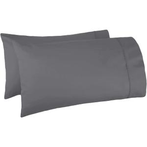 1000 Thread Count 100% Long Staple Egyptian Pure Cotton – Sateen Weave, Set of 2 Standard Silky Soft & Smooth Dark Grey Pillow Cases