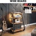 4-Tier AV Media Stand Stereo Cabinet for Record Player Storage, Audio Rack Console Shelf Corner Entertainment Center with Led Lights (Black)