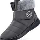 Aomigoct Women Winter Snow Boots: Fur Lined Warm Slip On Boots for Women Waterproof Booties Comfortable Outdoor (10.5, Grey)