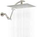 Hibbent All Metal cUPC Certified Rain Shower Head, 12'' High Pressure Rainfall Showerhead with 16" Shower Head Extension Arm, Brass Adjustable Shower Arm Extender, fixed Showerheads, Brushed Nickel