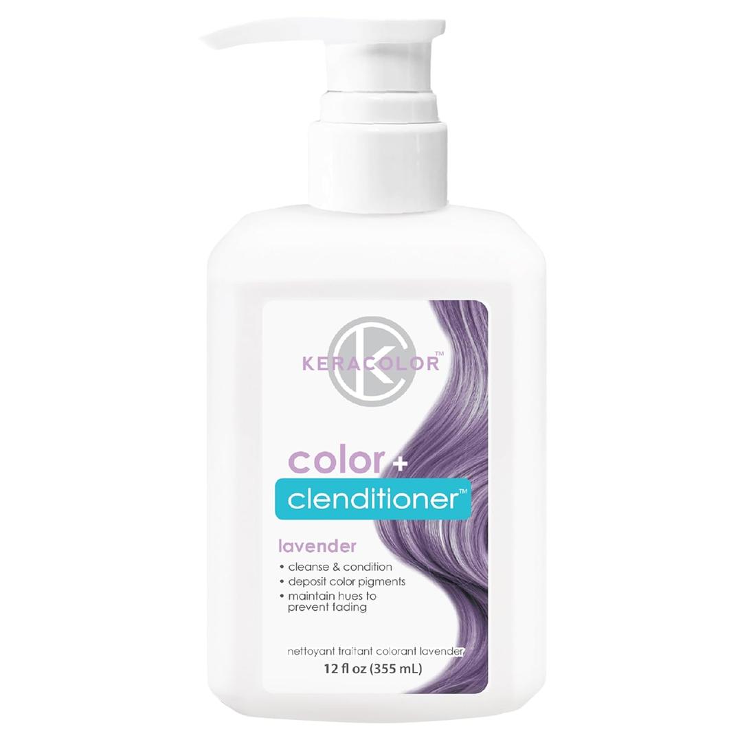 Keracolor Color + Clenditioner 3-in-1 Color-Depositing Conditioner, Gently Cleanses & Conditions, Semi-Permanent Hair Color, 23 Shades, 12 Fl Oz (Lavender)