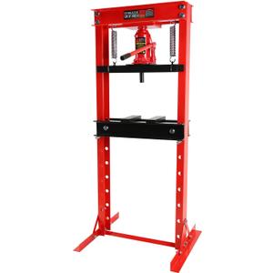 Hydraulic Press, 20 Ton H-Frame Garage Floor Adjustable Shop Press with Stamping Plates to Bend, Straighten, Or Press Parts, Install Bearings & U-Joints (Red)