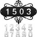 House Address Plaques Metal Address Sign Outside House Number Mailbox Number Sign for House Home Hotel Office Garden Decorative Wall Plaque(13.8 inch,Delicate Style)