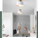 Ceiling Light Fixture, Hallway Ceiling Light with Gold Plate and Matte Black Shade, Modern Simple Style Porch Light Fixtures Semi Flush Mount (White)