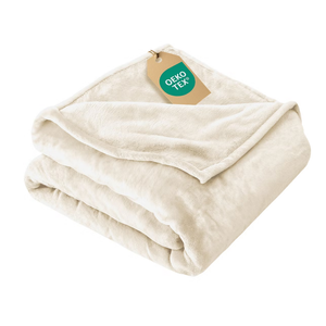 CGK Linens Ultra Soft Fleece Blanket - Lightweight Luxury Plush for Bed or Couch in Cream, Size Throw