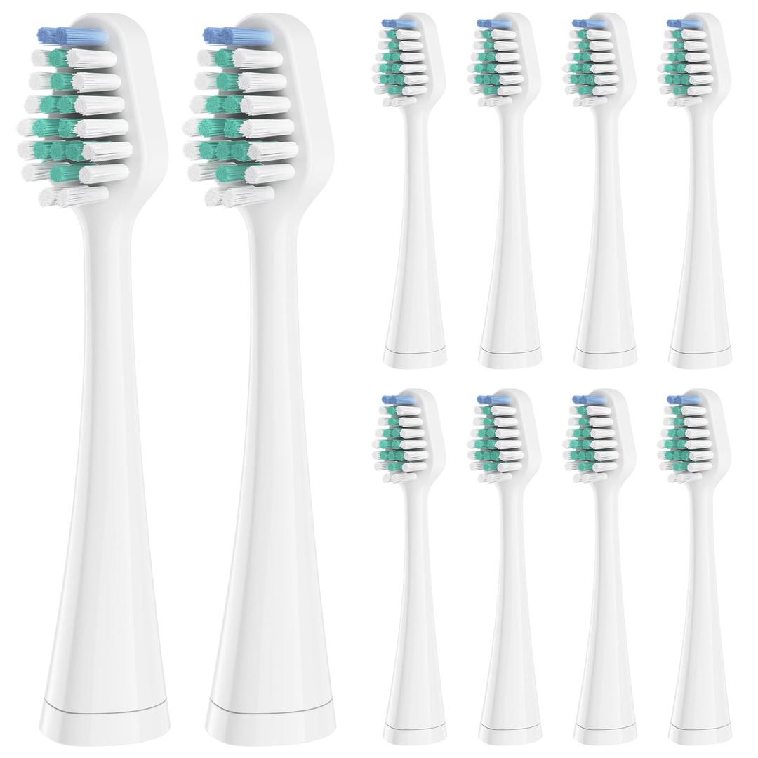 Replacement Toothbrush Heads for Waterpik Complete Care 5.0/9.0, and Compatible with AquaSonic Duo and Home Dental Center Electric Toothbrush, 10 Count(Pack of 1), White