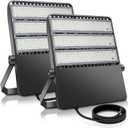52200LM LED Stadium Flood Light Commercial Eqv 2400W Super Bright 145LM/W 5500K 360W LED Arena Light Outdoor 85-277V IP65 Waterproof Backyard Wall Yoke Mount Fixture 2 Pack
