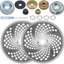 10" x 80 Teeth Carbide Tip Brush Cutter Blades Weed Trimmer Blade Head with Adapter Kit for Weed Eaters, for Husqvarna, Stihl Brush Cutter, String Trimmer, Lawn Mower(2 Pack)