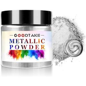 GOODTAKE Silver Mica Powder for Epoxy Resin, Metallic Pigment Powder for Nails Colorant, Slime Bath Bombs Soap Making, Polymer Clay, Tray, Art Drawing Supplies (Silver, 2 Ounce), Pack of 2