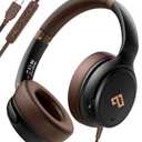 USB C Headphones Wired Headphones Over Ear with HD Mic, Foldable Active Noise-Canceling Headphone for iPad/Sports/School/Travel/iPhone 17/16/15, Samsung S25/S24, Google Pixel 9,Ideal Gifts-Brown