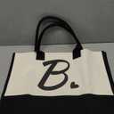 shenee Initial Canvas Tote Bag, Personalized Beach Jute Bag Present for Women Holiday, Friends Birthday Gift, Beach, Wedding (Letter B)