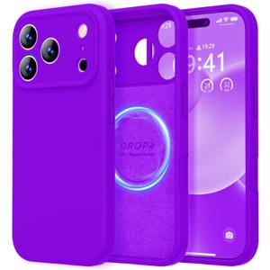 LOVE 3000 Designed for iPhone 17 Pro Case, Premium Silicone [Compatible with Magsafe][Soft Anti-Scratch Microfiber Lining] Shockproof Protective Phone Case for Men Women 6.3", Neon Purple