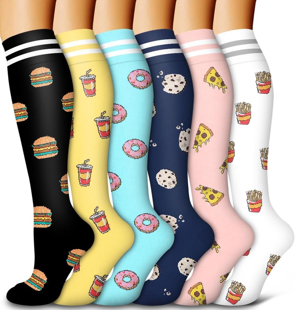 Bluemaple 6 Pack Copper Compression Socks for Women and Men Circulation-Best Support for Medical, Running,Nursing,Athletic (Large-X-Large)