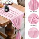 2 Pack 10 Ft Chiffon Table Runner Light Pink Gauze Long Table Runners 27x120 Inches Sheer Tulle Table Runner for Rustic Wedding Reception Bridal Shower Decorations Birthday Party