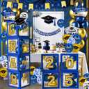 Graduation Decorations Class of 2025 - Blue and Gold Balloons Boxes with Letters 2025 GRAD So Proud of You - Complete Party Supplies for High School & College Celebrations