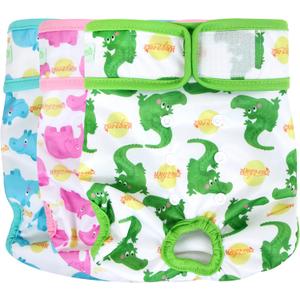 wegreeco Luxury Washable Reusable Dog Diapers (Stylish Pattern) - Female Dog Diapers, Doggie Diapers, 3 Pack (Fancy, Medium) (Medium (12"-15" Waist))