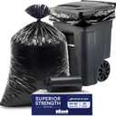 Plasticplace 6465 Gallon Black Bags, Heavy Duty Toter Can Liners, Tear & Leak Proof, Industrial Strength, 25 Count, Large Garbage Bags for Kitchen & Commercial Use 1.2 Mil, 50" x 60"