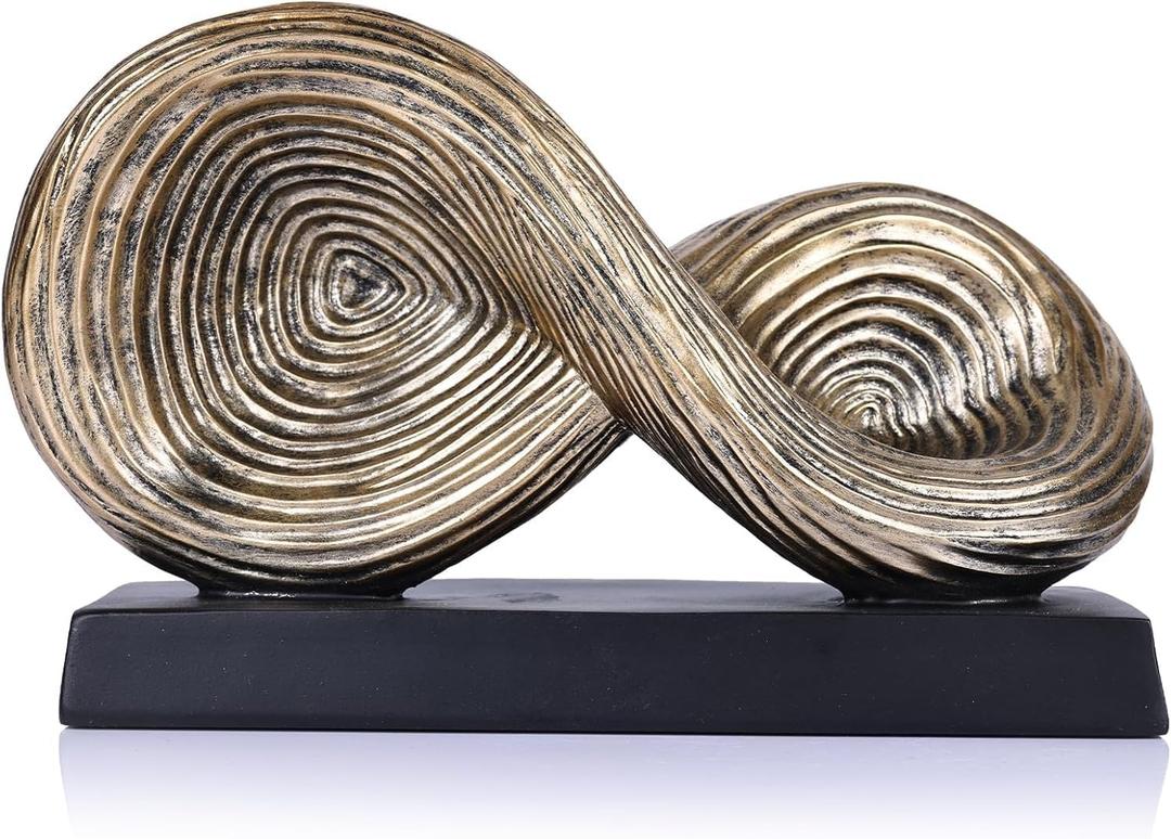 QIANLING Abstract Art Sculpture, Infinity Loop Symbol Sculpture, Abstract Decorative Statue, Gold Knot for Home Accents Decor, Decorativas Modernas for Coffee Table, Entryway, Living Room, Office