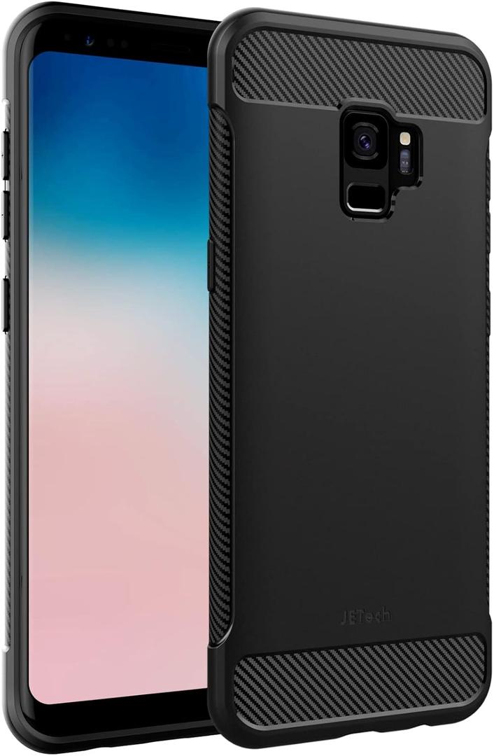 JETech Slim Fit Case for Samsung Galaxy S9, Thin Phone Cover with Shock-Absorption and Carbon Fiber Design (Black)