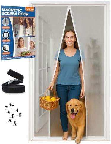 CANLENE High-Density Magnetic Screen Door Mesh for Home and Patio, Tear Resistant Backdoor Screen Net with Magnetic Closure, Size: Fit Door 32"x80"/Screen 34"x82”