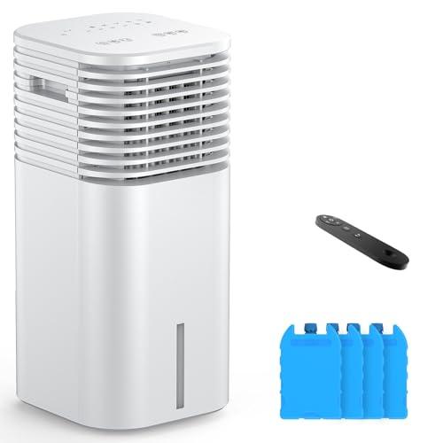 FLOWBREEZE 24" Windowless Portable Air Conditioner, 15H Timer & 120°Oscillation, 3-IN-1 Portable AC Unit w/Remote, 2Gal Tank, 3 Modes & Speeds, Ultra-Quiet Ventless Swamp Cooler for HomeOffice, Snow