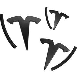 Emblem Accessories for Tesla Model 3 Logo Sticker 2017-2024 Model 3 Decals(3PCS) (3-Matte Black)