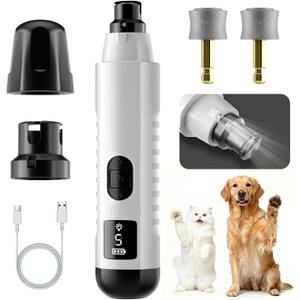 2026 New Silent Groom Pro Pet Nail Grinder, 5-Speed Dog Nail Grinder with Led Light, 40 db Quiet Painless Paws Grooming for Small Medium Large Dogs & Cats, USB Rechargeable (White)